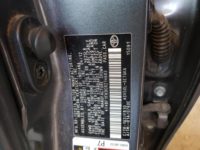 Photo 10 from auction – 2012 TOYOTA CAMRY BASE with VIN 4T4BF1FK9CR214683
