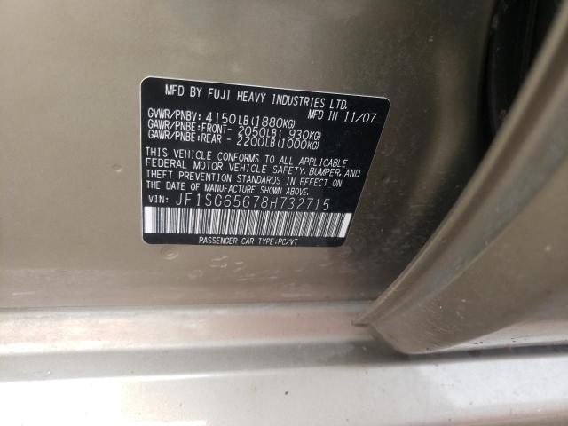 Photo 10 from auction – 2008 SUBARU FORESTER 2 with VIN JF1SG65678H732715