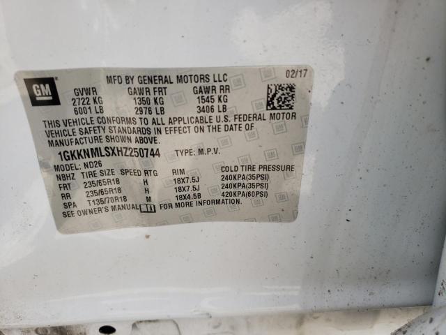 Photo 10 from auction – 2017 GMC ACADIA SLT with VIN 1GKKNMLSXHZ250744