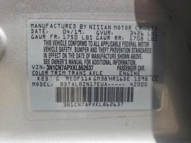 Photo 10 from auction – 2019 NISSAN VERSA S with VIN 3N1CN7APXKL862637