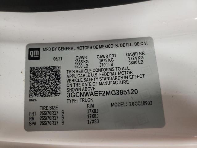 Photo 10 from auction – 2021 CHEVROLET SILVERADO with VIN 3GCNWAEF2MG385120