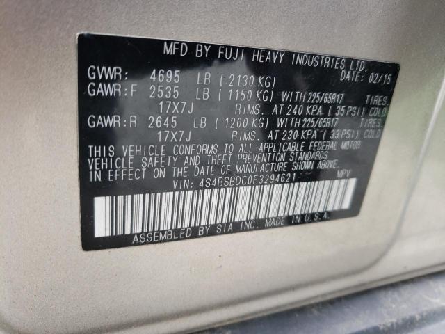 Photo 10 from auction – 2015 SUBARU OUTBACK 2. with VIN 4S4BSBDC0F3294621