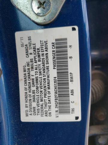 Photo 10 from auction – 2012 HONDA CIVIC with VIN 2HGFB2F56CH512074