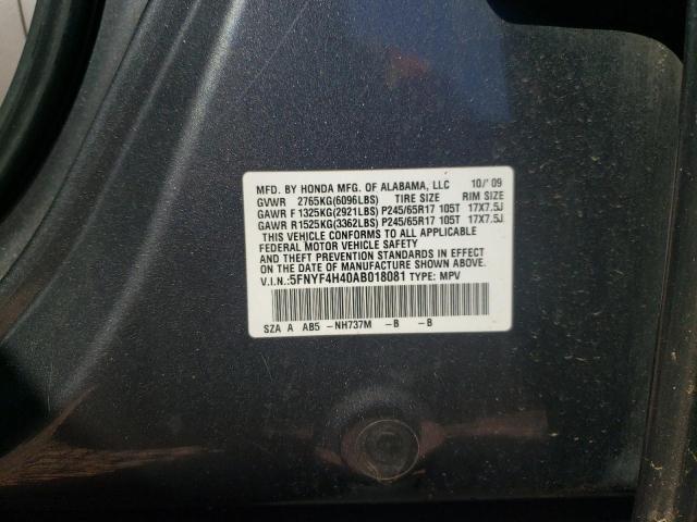 Photo 10 from auction – 2010 HONDA PILOT with VIN 5FNYF4H40AB018081