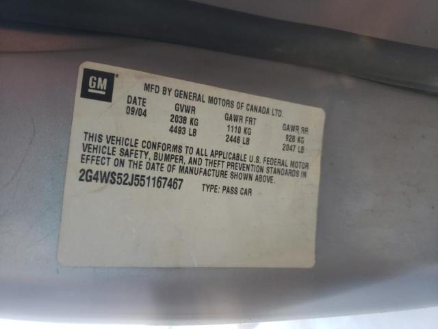 Photo 10 from auction – 2005 BUICK CENTURY CU with VIN 2G4WS52J551167467