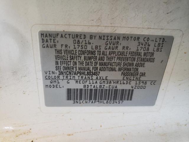 Photo 10 from auction – 2017 NISSAN VERSA S with VIN 3N1CN7AP9HL803457