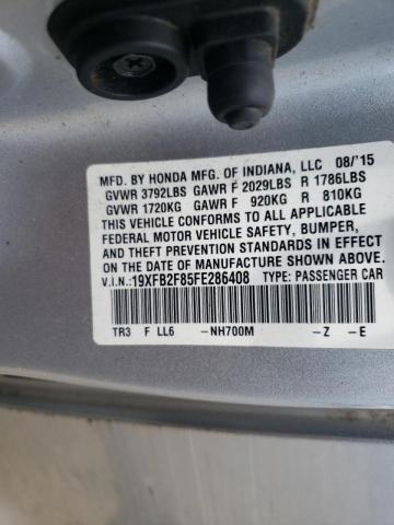 Photo 10 from auction – 2015 HONDA CIVIC EX with VIN 19XFB2F85FE286408