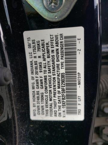Photo 10 from auction – 2015 HONDA CIVIC LX with VIN 19XFB2F59FE290385