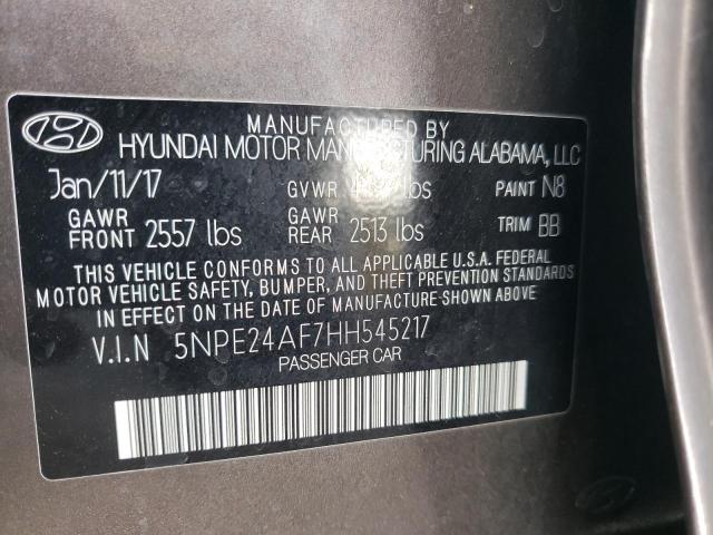 Photo 10 from auction – 2017 HYUNDAI SONATA SE with VIN 5NPE24AF7HH545217