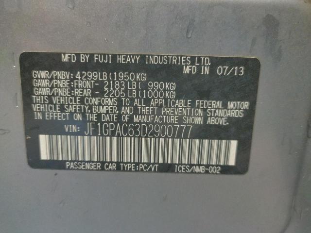 Photo 10 from auction – 2013 SUBARU IMPREZA PR with VIN JF1GPAC63D2900777