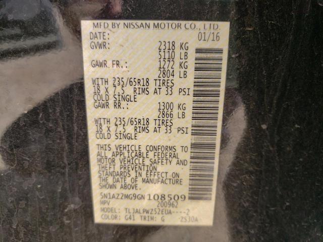 Photo 10 from auction – 2016 NISSAN MURANO S with VIN 5N1AZ2MG9GN108509
