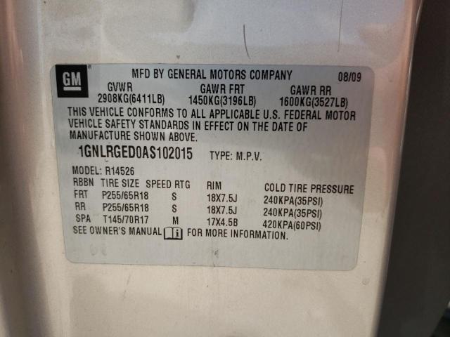 Photo 10 from auction – 2010 CHEVROLET TRAVERSE L with VIN 1GNLRGED0AS102015