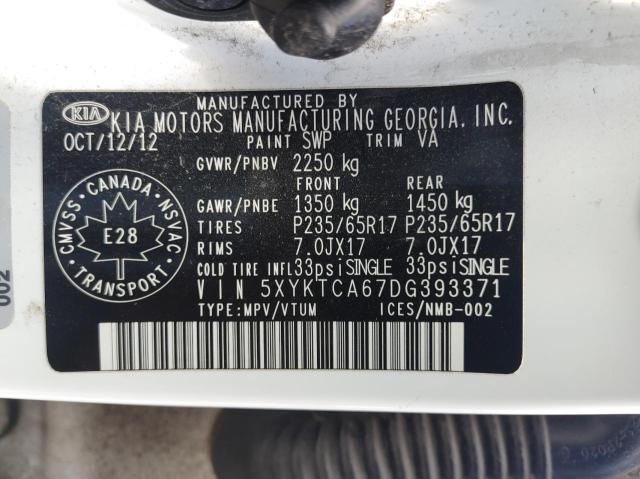 Photo 10 from auction – 2013 KIA SORENTO LX with VIN 5XYKTCA67DG393371