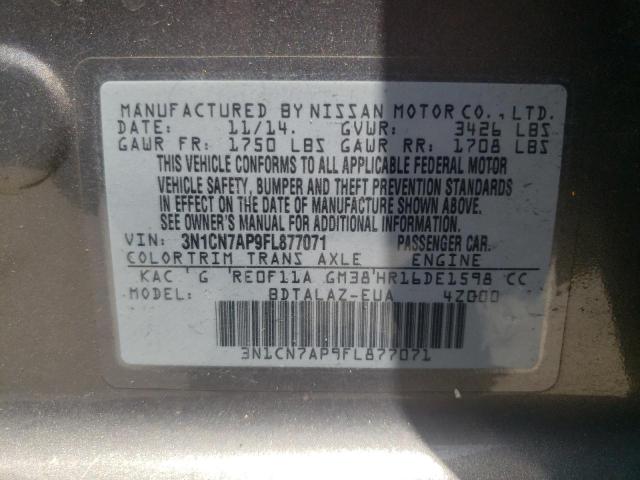 Photo 10 from auction – 2015 NISSAN VERSA S with VIN 3N1CN7AP9FL877071