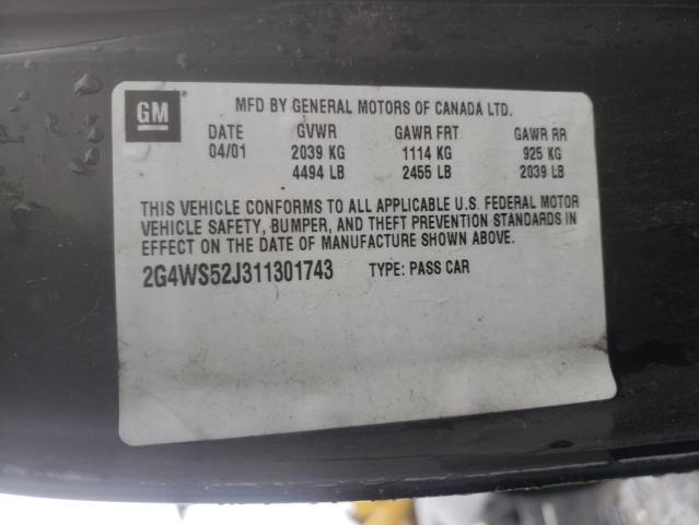 Photo 10 from auction – 2001 BUICK CENTURY with VIN 2G4WS52J311301743