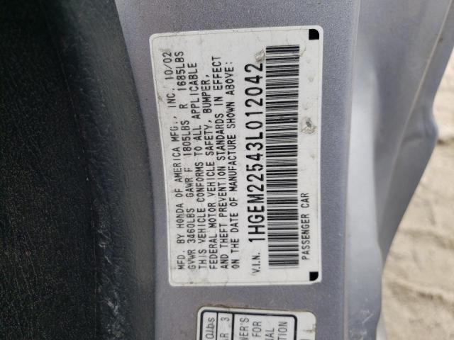 Photo 10 from auction – 2003 HONDA CIVIC LX with VIN 1HGEM22543L012042