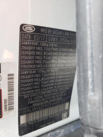 Photo 10 from auction – 2017 LAND ROVER RANGE ROVE with VIN SALWG2FK0HA687697