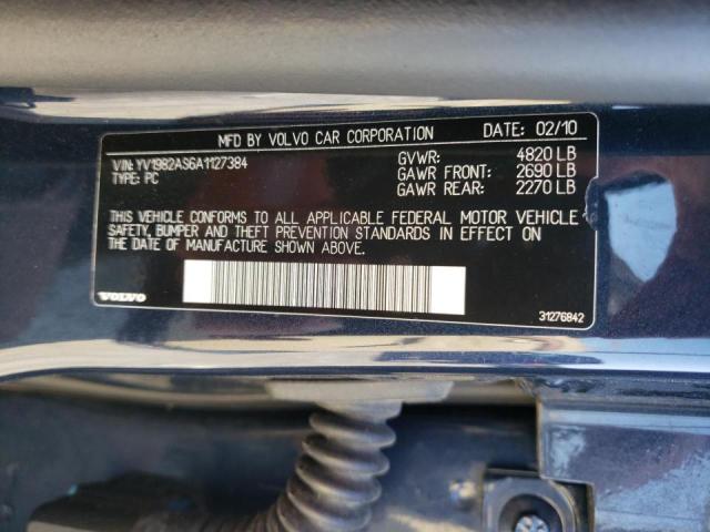 صورة رقم 10 من المزاد - 2010 VOLVO S80 3.2 مع VIN YV1982AS6A1127384