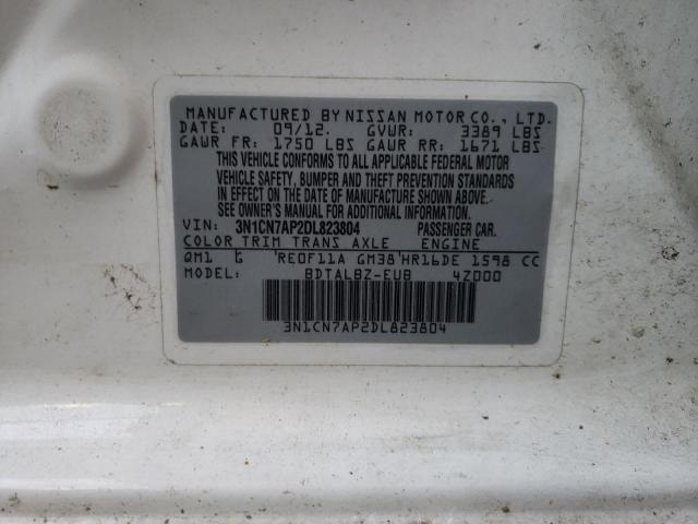 Photo 10 from auction – 2013 NISSAN VERSA S with VIN 3N1CN7AP2DL823804