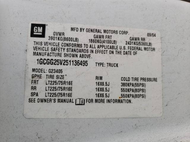 Photo 10 from auction – 2005 CHEVROLET 2500 EXP/C with VIN 1GCGG25V251136495