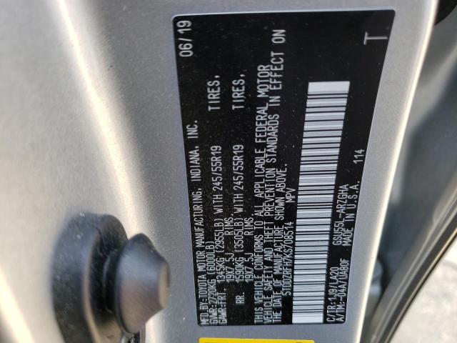 Photo 10 from auction – 2019 TOYOTA HIGHLANDER with VIN 5TDDZRFH7KS708514