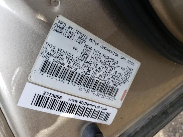 Photo 10 from auction – 2000 LEXUS RX 300 with VIN JT6HF10U9Y0149245