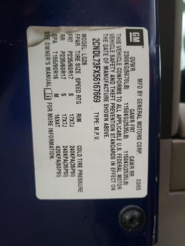 Photo 10 from auction – 2005 CHEVROLET EQUINOX with VIN 2CNDL73FX56167669