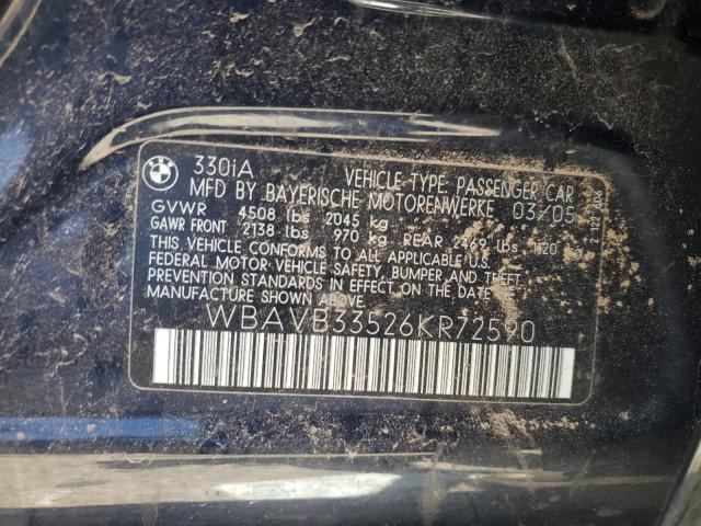 Photo 10 from auction – 2006 BMW 330 I with VIN WBAVB33526KR72590