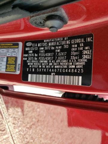 Photo 10 from auction – 2014 KIA SORENTO LX with VIN 5XYKT4A67EG448425