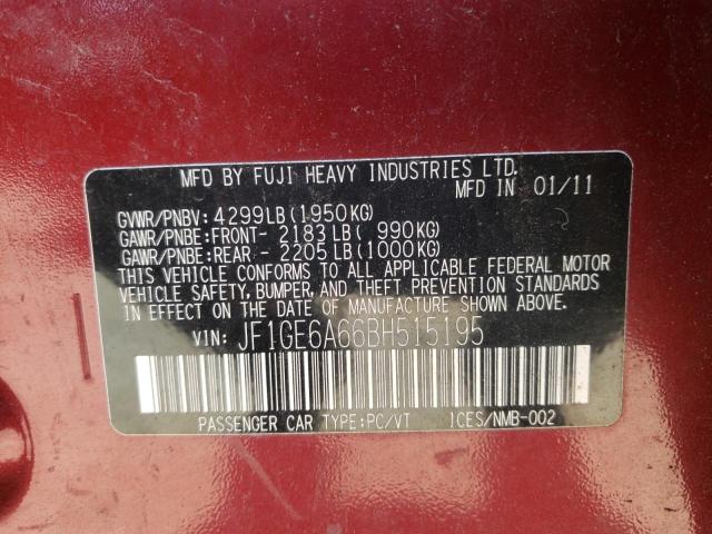 Photo 10 from auction – 2011 SUBARU IMPREZA 2. with VIN JF1GE6A66BH515195