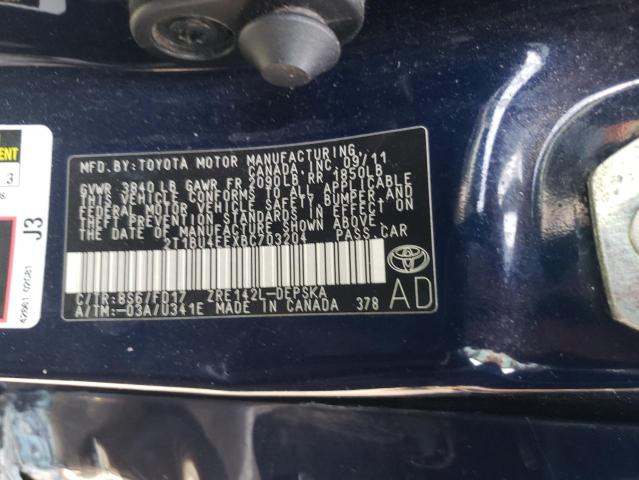 Photo 10 from auction – 2011 TOYOTA COROLLA BA with VIN 2T1BU4EEXBC703204