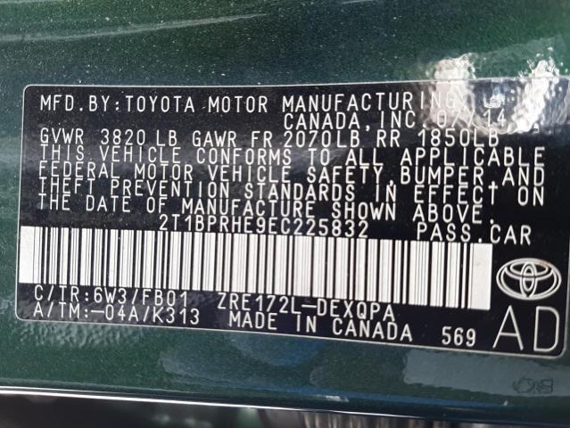 Photo 10 from auction – 2014 TOYOTA COROLA with VIN 2T1BPRHE9EC225832