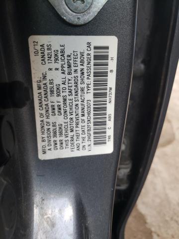 Photo 10 from auction – 2012 HONDA CIVIC LX with VIN 2HGFB2F5XCH603073