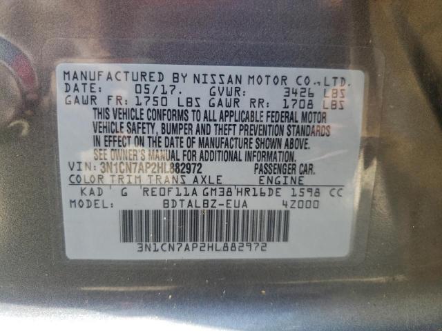 Photo 10 from auction – 2017 NISSAN VERSA S with VIN 3N1CN7AP2HL882972
