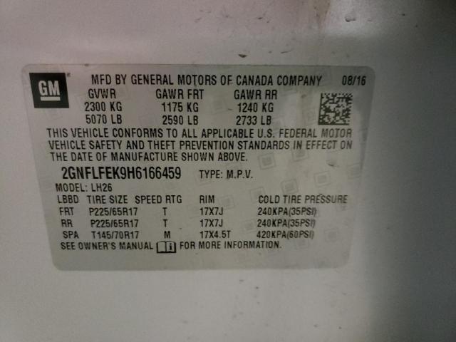 Photo 10 from auction – 2017 CHEVROLET EQUINOX LT with VIN 2GNFLFEK9H6166459