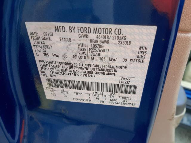 Photo 10 from auction – 2008 FORD ESCAPE XLT with VIN 1FMCU93118KB76318