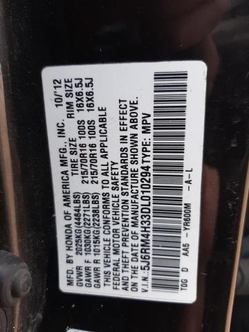 Photo 10 from auction – 2013 HONDA CR-V LX with VIN 5J6RM4H33DL010294