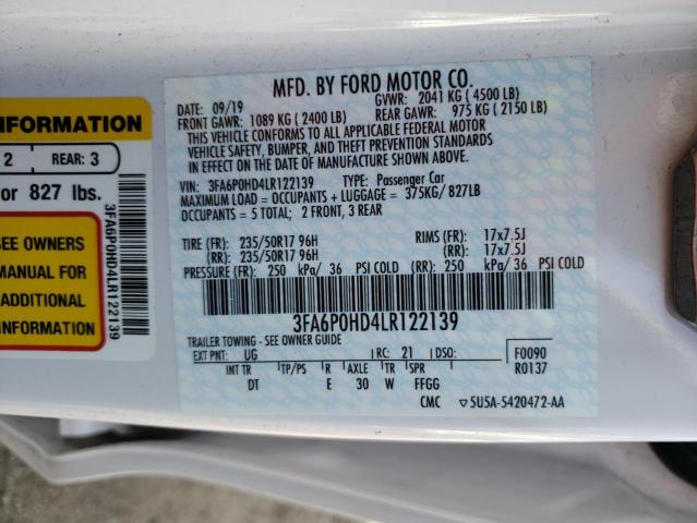 Photo 10 from auction – 2020 FORD FUSION SE with VIN 3FA6P0HD4LR122139