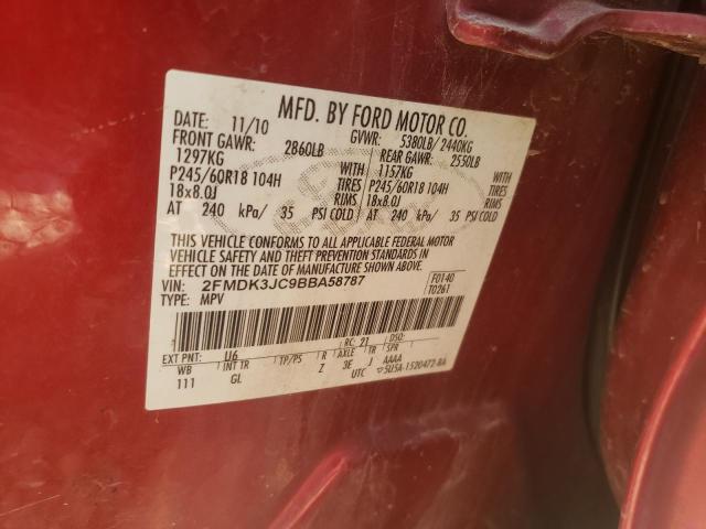 Photo 10 from auction – 2011 FORD EDGE SEL with VIN 2FMDK3JC9BBA58787
