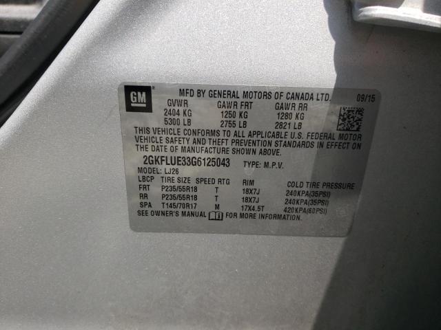 Photo 10 from auction – 2016 GMC TERRAIN SL with VIN 2GKFLUE33G6125043