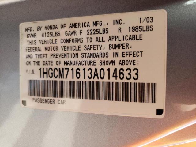 Photo 10 from auction – 2003 HONDA ACCORD with VIN 1HGCM71613A014633
