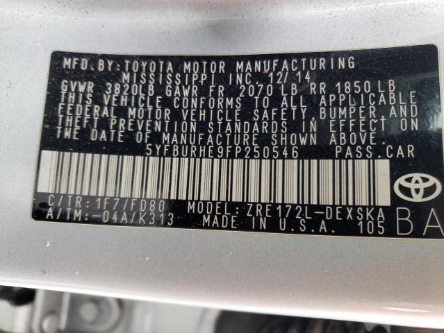 Photo 10 from auction – 2015 TOYOTA COROLLA L with VIN 5YFBURHE9FP250546