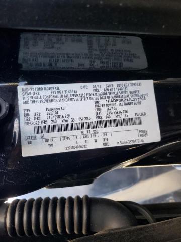 Photo 10 from auction – 2018 FORD FOCUS SE with VIN 1FADP3K21JL313593