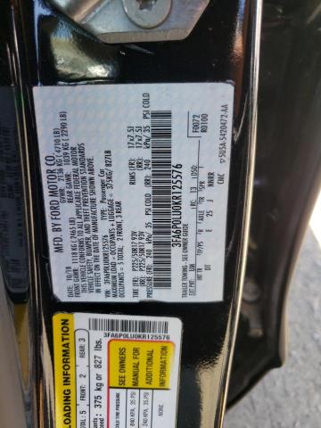 Photo 10 from auction – 2019 FORD FUSION SE with VIN 3FA6P0LU0KR125576