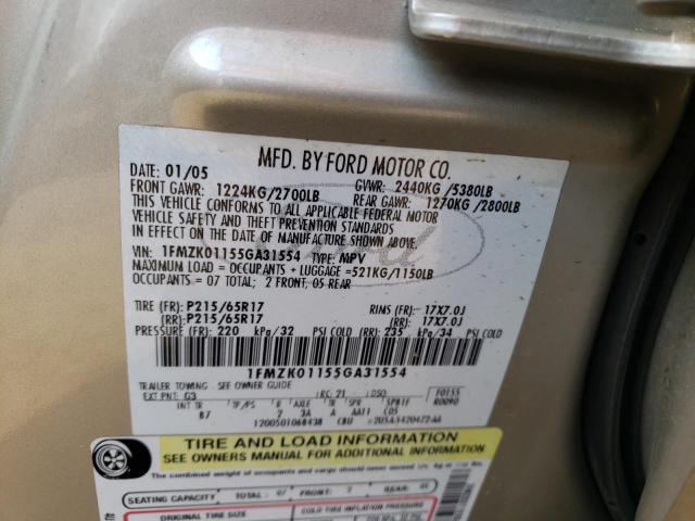 Photo 10 from auction – 2005 FORD FREESTYLE with VIN 1FMZK01155GA31554