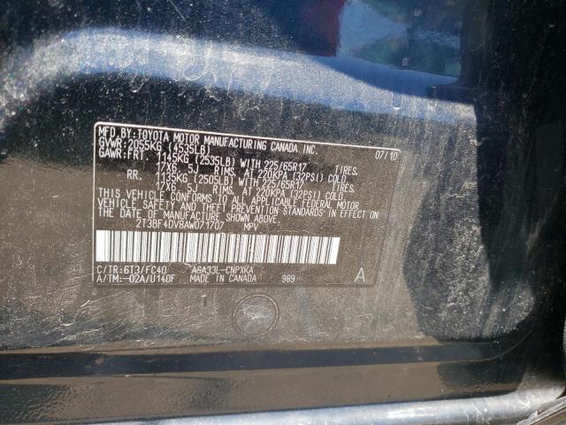 Photo 10 from auction – 2010 TOYOTA RAV4 with VIN 2T3BF4DV8AW071707