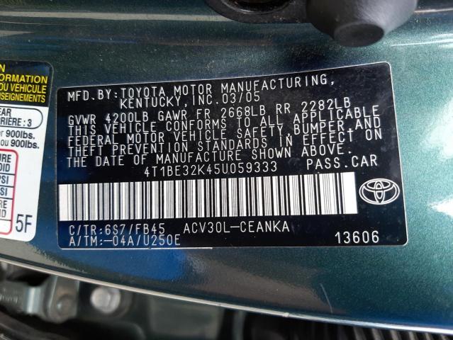 Photo 10 from auction – 2005 TOYOTA CAMRY with VIN 4T1BE32K45U059333