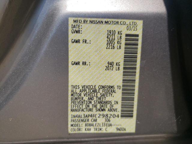 Photo 10 from auction – 2015 NISSAN ALTIMA 2.5 with VIN 1N4AL3AP4FC298204