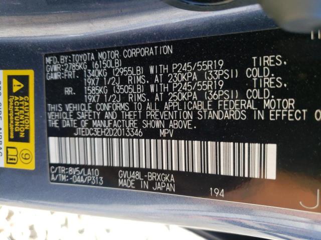 Photo 10 from auction – 2013 TOYOTA HIGHLANDER with VIN JTEDC3EH2D2013346
