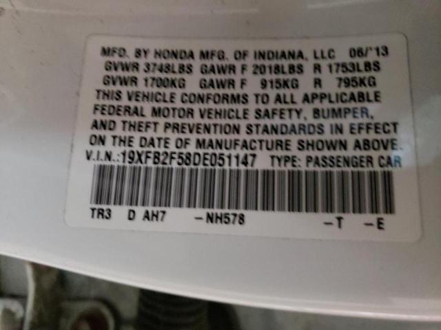 Photo 10 from auction – 2013 HONDA CIVIC LX with VIN 19XFB2F58DE051147